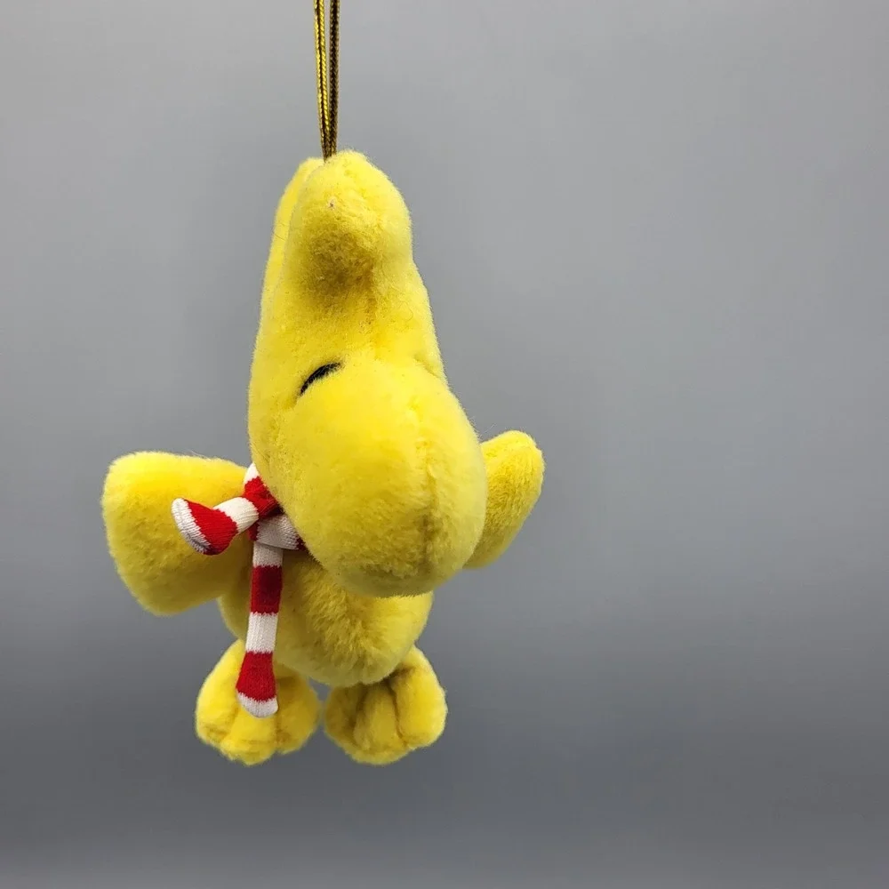 Kurt Adler Woodstock Plush Stuffed Ornament Peanuts Small Striped Scarf Yellow